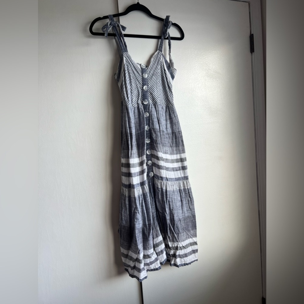 Blue and white striped MIDI Dress